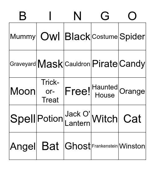 Halloween Bingo Card