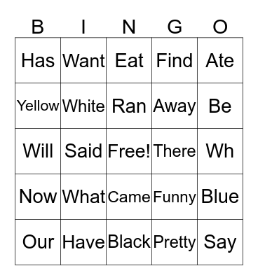 1st  Bingo Card