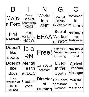 Get to Know You Bingo Card