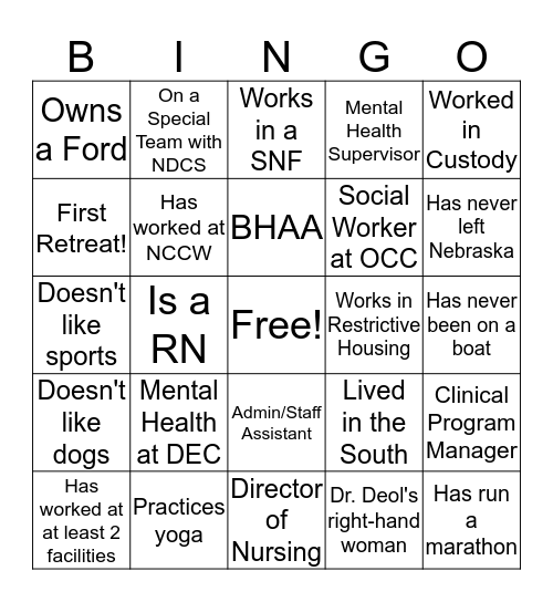 Get to Know You Bingo Card