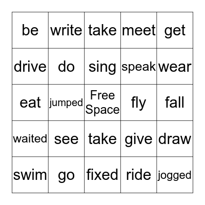Past Tense Verbs Bingo Card