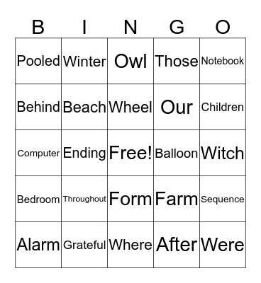 3rd Bingo Card