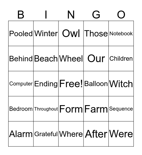 3rd Bingo Card