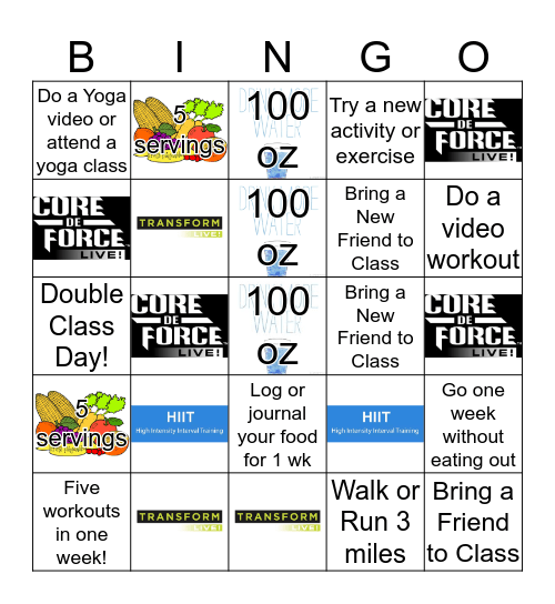 Fall Fitness BINGO  Bingo Card