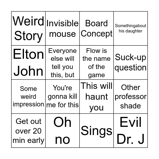 Dr. Bob Bingo Card