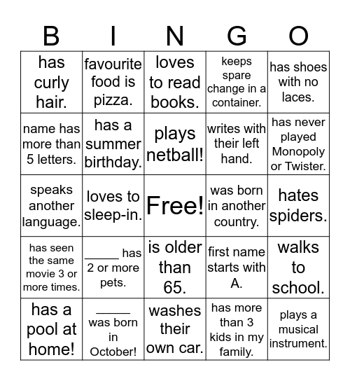 A heart for People! Bingo Card