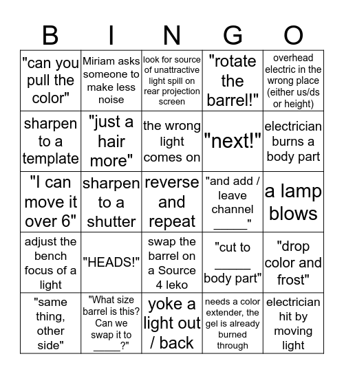 Focus Bingo Card