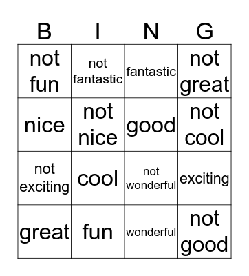 It was fun! Bingo Card