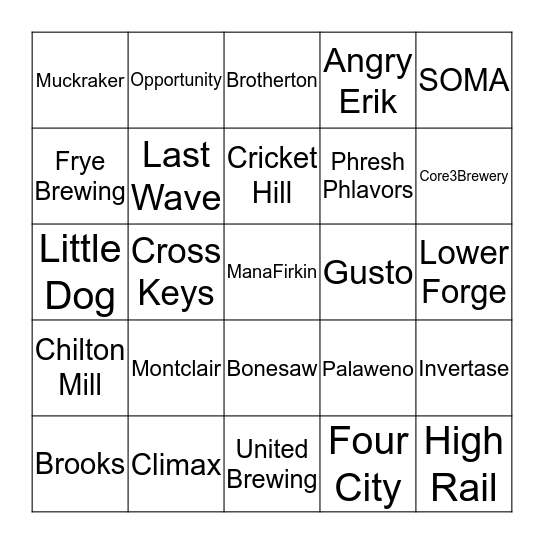NJ Breweries - Extended! Bingo Card