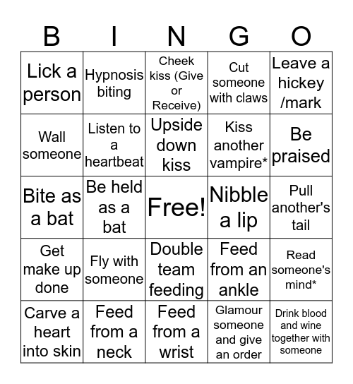 Vampire - Maki Bingo Card