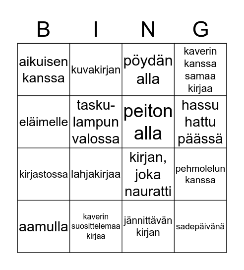 Olen lukenut Bingo Card