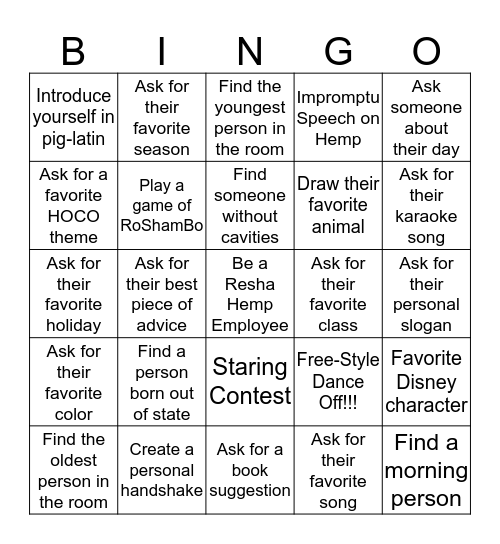 Resha Hemp Bingo Card