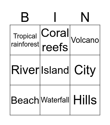 Indonesian Landscapes Bingo Card