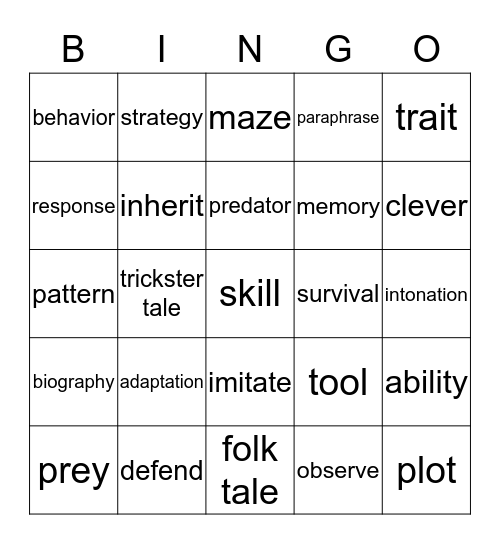 Unit 2 - Animal Intelligence  (4th) Bingo Card