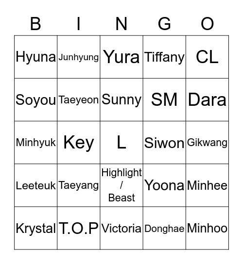 Rongie Bingo Card