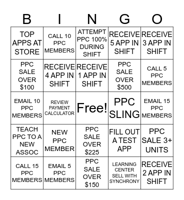 PPC OCTOBER BINGO Card
