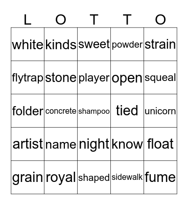 LONG A AND LONG I LOTTO  8  12-25 Bingo Card