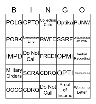 Untitled Bingo Card