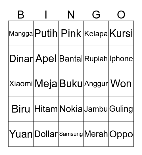 M Bingo Card