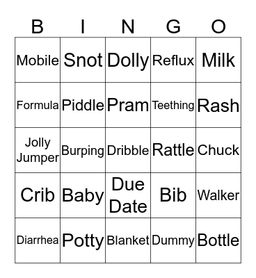 Baby Bingo Card