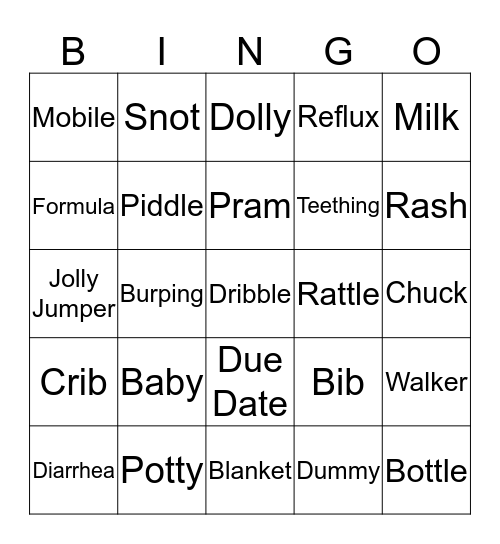 Baby Bingo Card