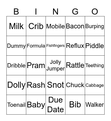 Baby Bingo Card