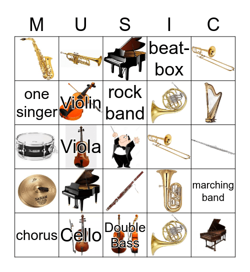 "MUSIC"  Bingo Card