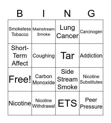 Why Tobacco Is Bad For You Bingo Card