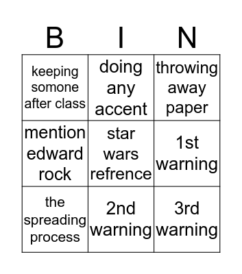 Hickman Bingo Card