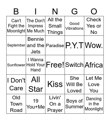 Music Bingo Card