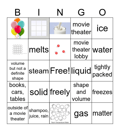 States of Matter Bingo Card