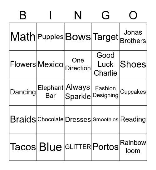 All About Celeste Bingo Card