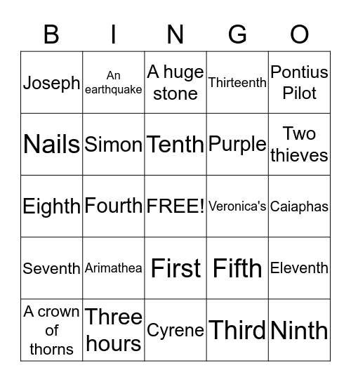 Stations of the Cross Bingo Card
