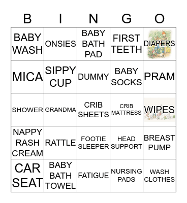 Mica's Baby  Bingo Card