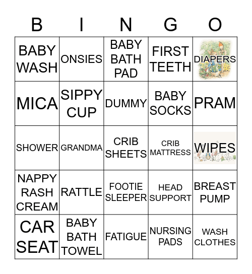 Mica's Baby  Bingo Card