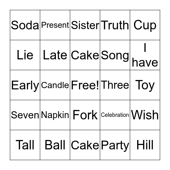 Birthday Bingo Card
