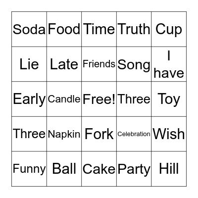 Birthday Bingo Card