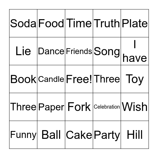 Birthday Bingo Card