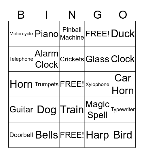 Sounds Bingo Card