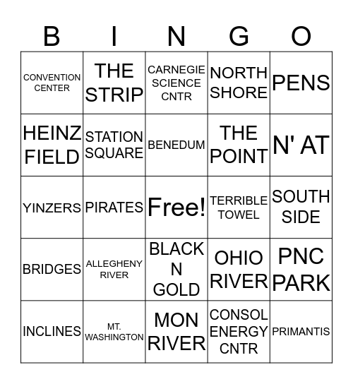 It's all Pittsburgh Bingo Card
