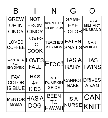 LIFESPRING MOPS BRINGO Bingo Card