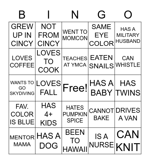 LIFESPRING MOPS BRINGO Bingo Card