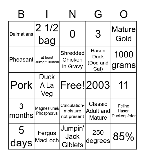 Fromm Bingo Card