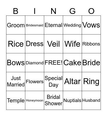 BRIDE BINGO Card