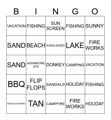 Summer Bingo Card