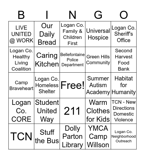 United Way Bingo Card