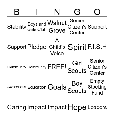 United Way Bingo Card