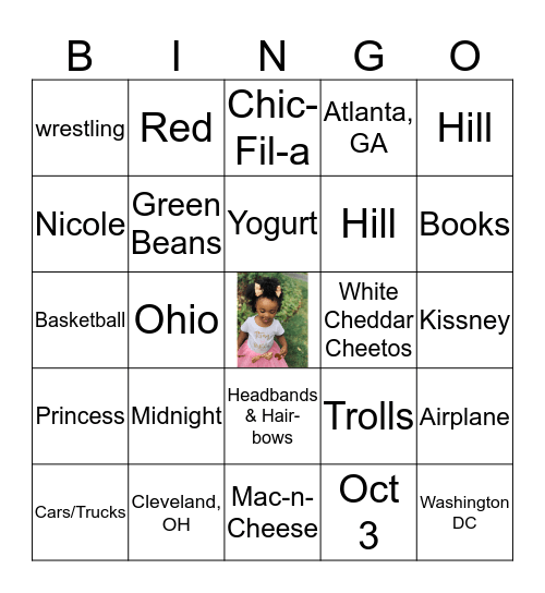 All About Layla Bingo Card