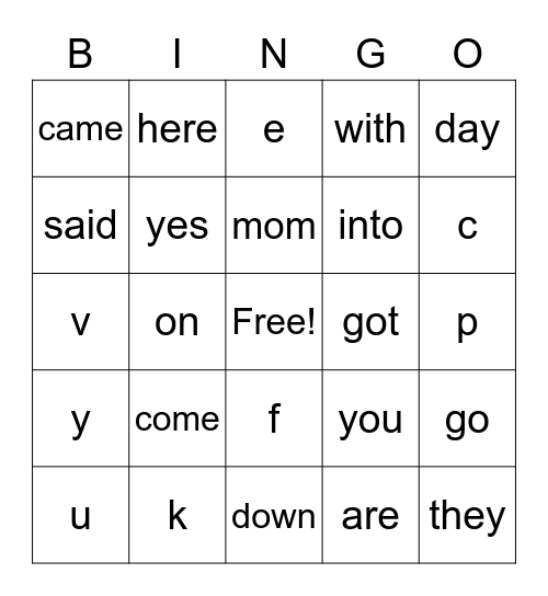 Alphabet BINGO Card