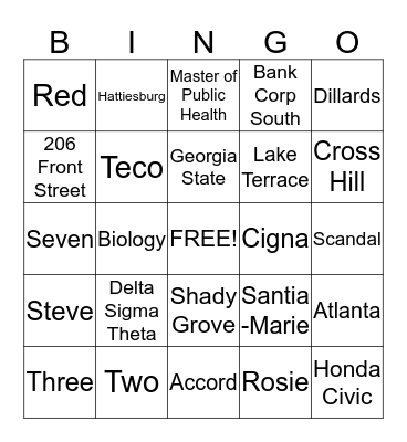 Dee's Glam Shower Bingo Card